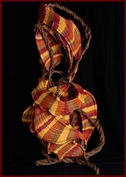 Dancing is a freestanding woven sculpture by master basket weaver Tina Puckett of Winsted, CT