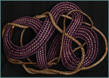 Hoops 'n Loops, whimsical wall-hanging sculpture by master basket weaver Tina Puckett