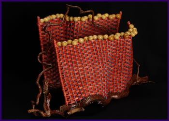 Two Walls is a free-standing sculpture by master basket weaver Tina Puckett